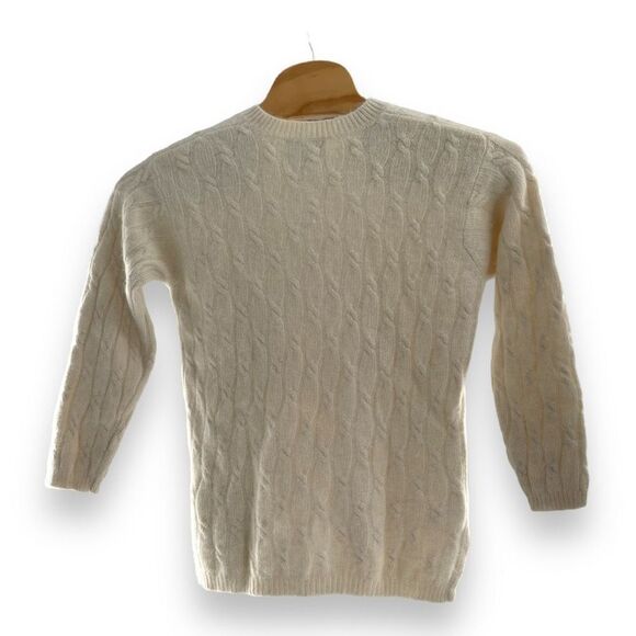Express Tricot Women's Long Sleeve Lambswool Knitted Sweater Cream Size Large - Picture 2 of 4